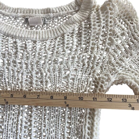 Billabong Designer Closet Open Knit Sweater Women Sz Small Cream Long Sleeve Net - Picture 7 of 11